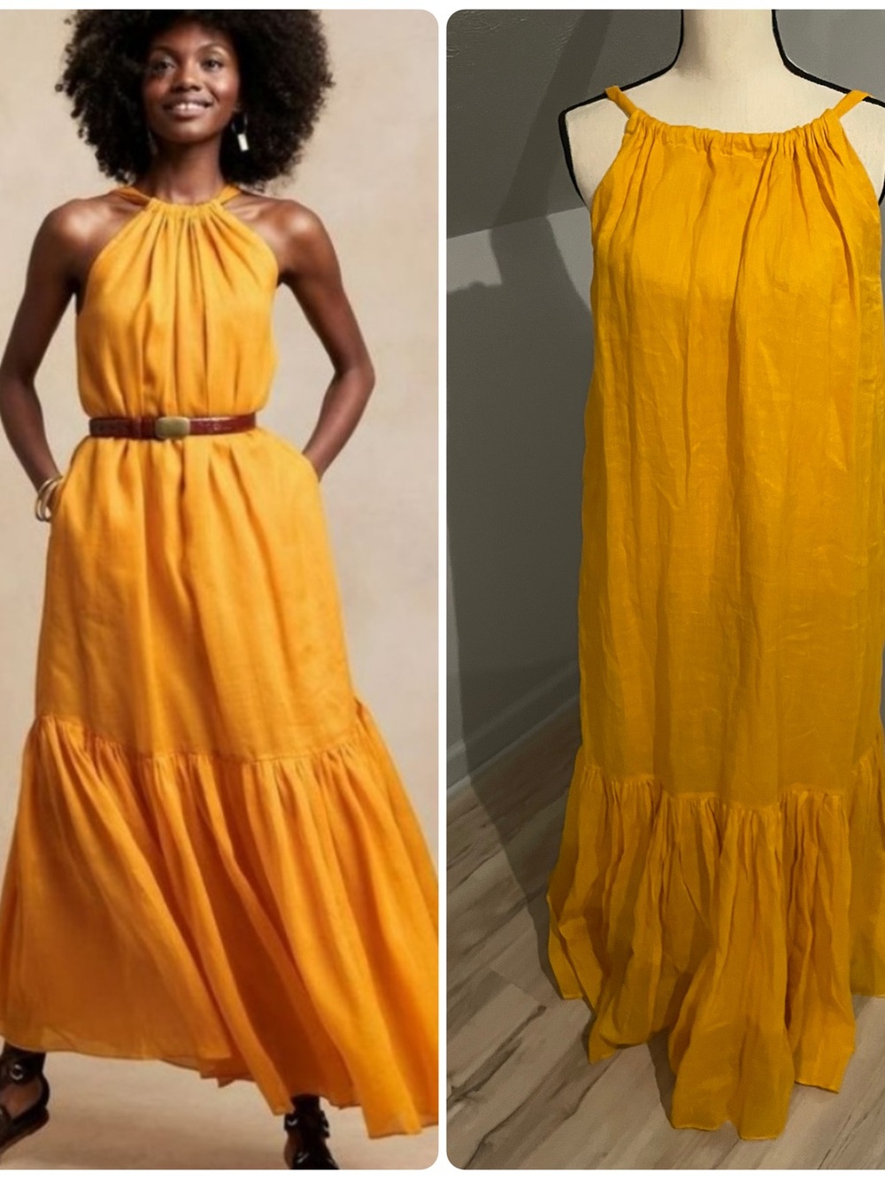 Banana Republic Ramie Halter Maxi Dress Size Small in Mad About Mango Lined $250